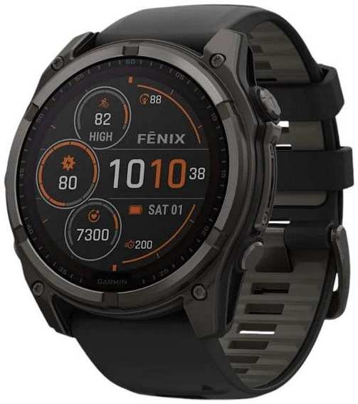 Смарт-часы Garmin Fenix 8 51mm Sapphire Carbon DLC Titanium with /Pebble Silicone Band (010-02907-11G/010-02907-70)