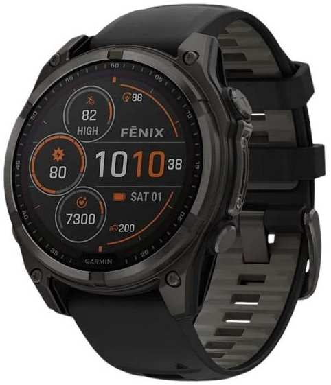 Смарт-часы Garmin Fenix 8 47mm Sapphire Carbon DLC Titanium with /Pebble Silicone Band (010-02906-11G)