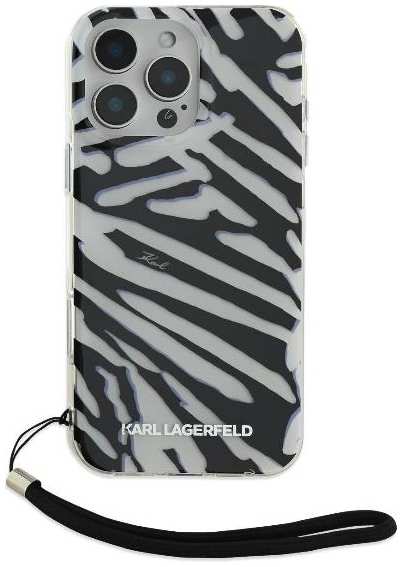 Чехол Karl Lagerfeld Zebra Hard + Nylon Hand Cord для iPhone 16 Pro, PC/TPU (KLHCP16LHZBPKCCK)