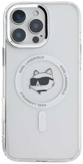 Чехол Karl Lagerfeld NFT Choupette Head Metal Camera MagSafe для iPhone 16 Pro Max, PC/TPU (KLHMP16XHLSCHH)