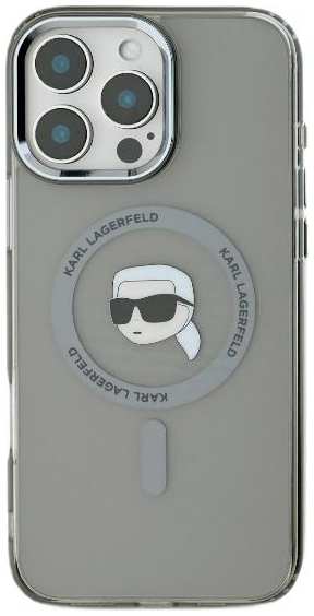 Чехол Karl Lagerfeld NFT Karl Head Metal Camera MagSafe для iPhone 16 Pro, PC/TPU / (KLHMP16LHLSKIK)