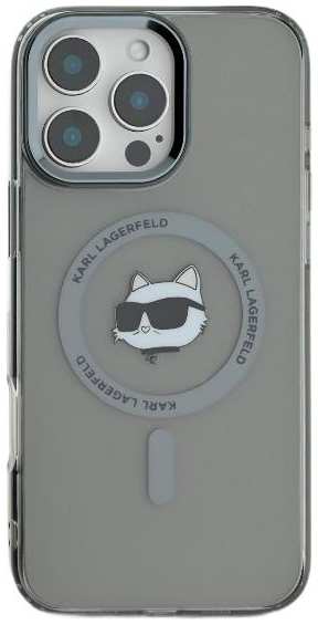 Чехол Karl Lagerfeld NFT Choupette Head Metal Camera MagSafe для iPhone 16 Pro Max, PC/TPU / (KLHMP16XHLSCHK)