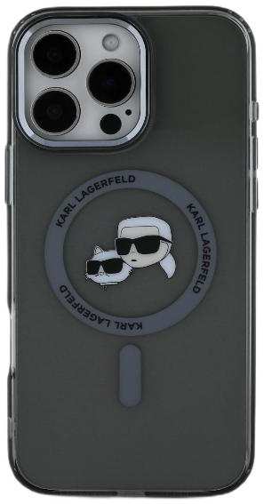 Чехол Karl Lagerfeld NFT Karl & Choup Head Metal Camera MagSafe для iPhone 16 Pro Max, PC/TPU / (KLHMP16XHLSKCK)