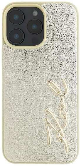 Чехол Karl Lagerfeld для iPhone 16 Pro Max, PU Wrinkled Signature Metal logo, (KLHCP16XPFMFBKMD)