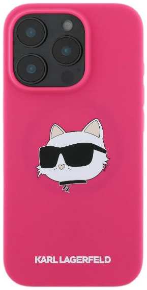 Чехол Karl Lagerfeld для iPhone 16 Pro Liquid Silicone MagSafe NFT Choupette Head, фуксия (KLHMP16LSCHPPLF)