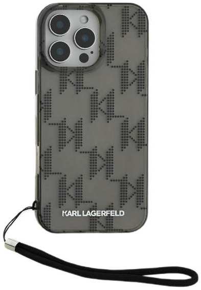 Чехол Karl Lagerfeld для iPhone 16 Pro Max PC/TPU Monogram Hard + Nylon Hand Cord, (KLHCP16XHKDPNSK)