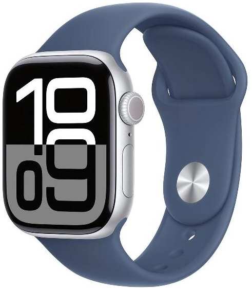 Смарт-часы Apple Watch Series 10 A2997 42mm Silver Aluminum Case with Denim Sport Band, размер S/M (MWWA3LW/A)