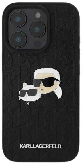 Чехол Karl Lagerfeld Grained Monogram NFT Karl&Choupette Metal Heads для iPhone 16 Pro Max, PU, (KLHCP16XPGKLKCPK)