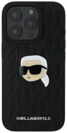 Чехол Karl Lagerfeld Grained Monogram NFT Karl Metal Head для iPhone 16 Pro, PU, (KLHCP16LPGKLKIPK)