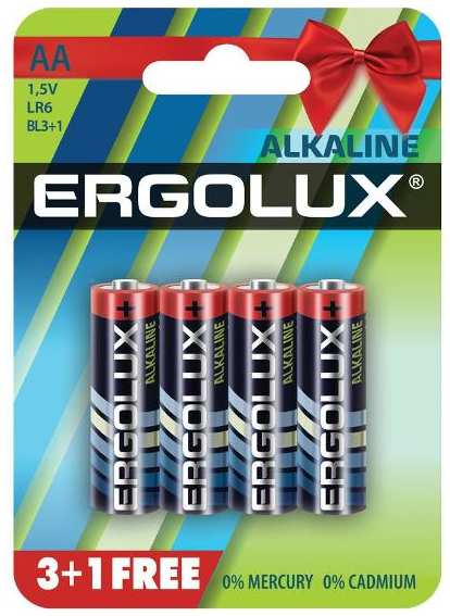 Батарейки Ergolux Alkaline АА (LR6), 4 шт (LR6 BL3+1)