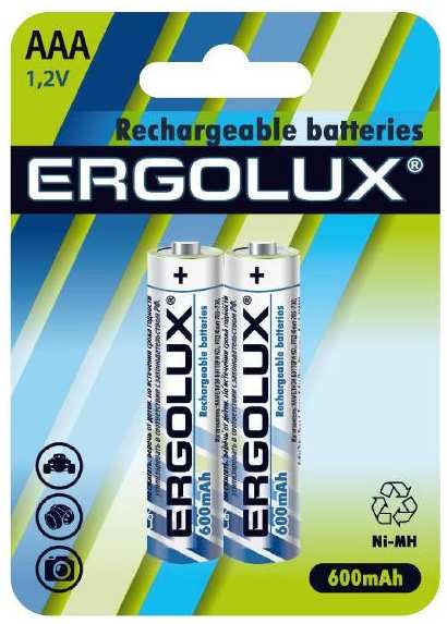 Аккумуляторы Ergolux AAA 600mAh Ni-Mh, 2 шт (NHAAA600BL2)