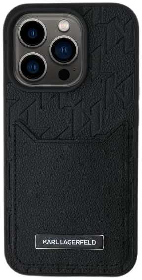 Чехол Karl Lagerfeld Grained Monogram with Pocket Cardslot для iPhone 16 Pro, PU, (KLHCP16LPGKHPRPK)