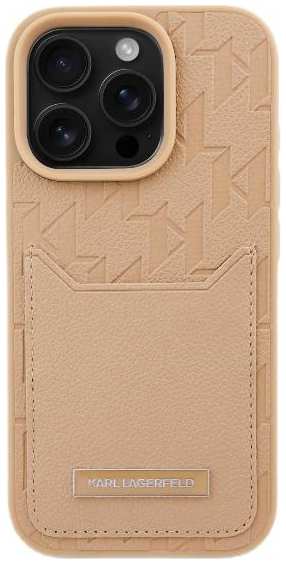 Чехол Karl Lagerfeld Grained Monogram with Pocket Cardslot для iPhone 16 Pro Max, PU, (KLHCP16XPGKHPRPW)