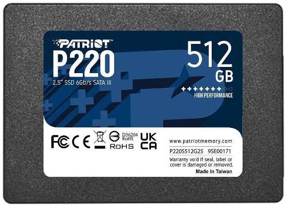 SSD накопитель Patriot Memory P220 512GB (P220S512G25) 90154761225