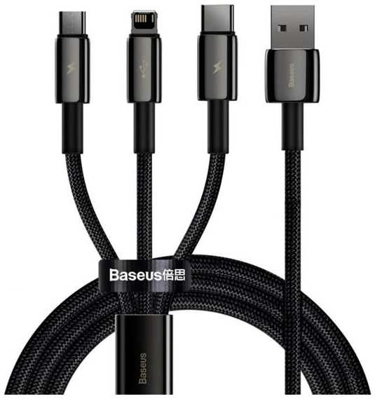 Кабель Baseus 3 в 1, Lightning/USB-C/micro-USB, 1,5 м, черный (9900679) 90154763322