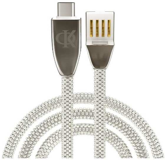 Кабель BY Филипп Киркоров ″Кристаллы″, USB-A/Type-C, 1 м, 3А, QC, PD 20W, серебристый (931-435)