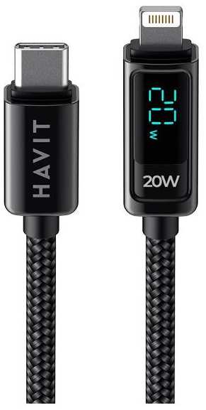 Кабель Havit USB Type-C/Lightning, 1,2 м, черный (CB6246)