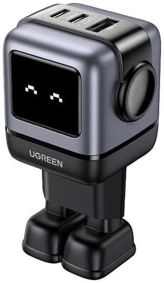 Сетевое зарядное устройство UGREEN CD361 Nexode RG 65W USB-A + 2хUSB-C Robot GaN Tech Fast Charger EU (25685B)