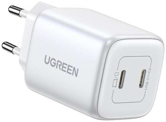 Сетевое зарядное устройство UGREEN CD294 Nexode Mini 45W USB-C+USB-C PD GaN Fast Charger EU White (15327) 90154770097