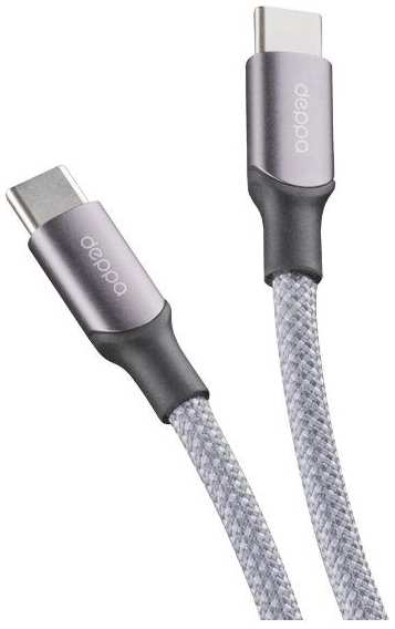 Кабель Deppa Magneto, USB-C/USB-C, 100 Вт, 1,5 м, магнитный, нейлон, серый (72549)