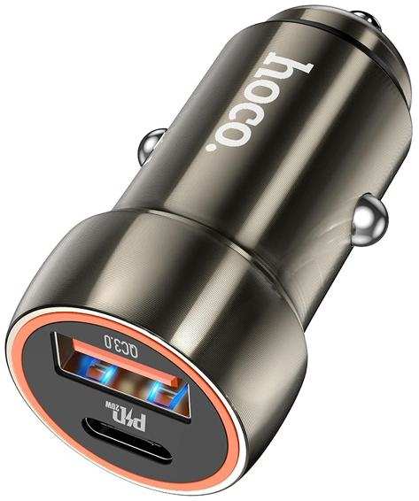 Автомобильное зарядное устройство HOCO Z46 USB Type-C/USB, 20 Вт + 18 Вт, 3А, PD + QC, чёрное (9881800) 90154778728