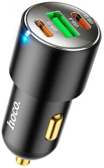 Автомобильное зарядное устройство HOCO NZ6, 2хType-C, USB, 63 Вт, PD+QC, черное (9881796) 90154778763