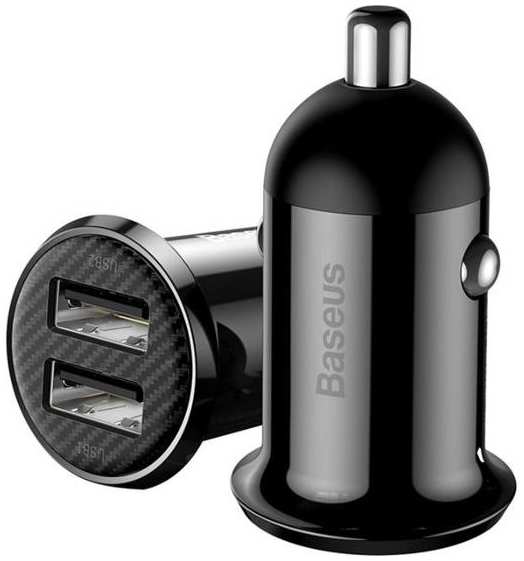 Автомобильное зарядное устройство Baseus Grain Pro, 2хUSB, 4,8 А, черное (9495794)