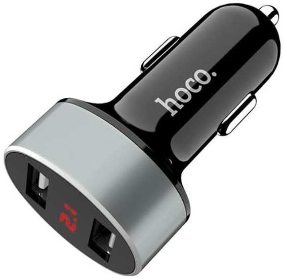 Автомобильное зарядное устройство HOCO Z26, 2хUSB, 2,1 А, дисплей, черное (9881814)
