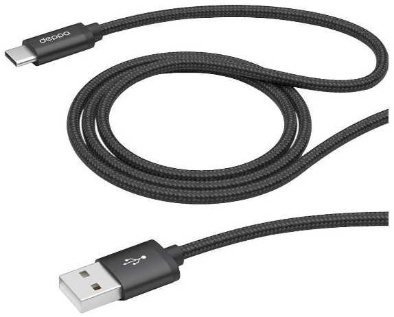 Кабель Deppa USB-A/USB Type-C, USB 2.0, 2.4А, 1,2 м, черный (72328) 90154789546
