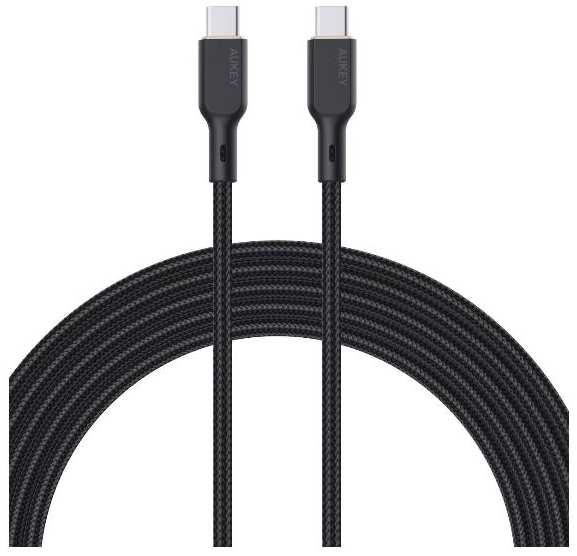 Кабель Aukey Nylon Braided Kevlar Type-C/Type-C 100W 1m Black (CB-KCC101)