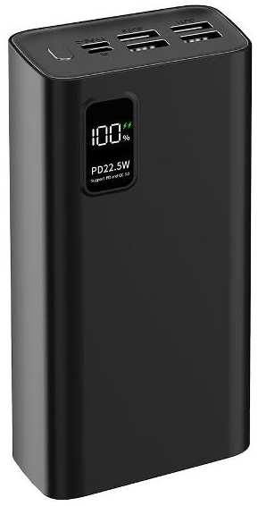 Внешний аккумулятор Pero Li-Pol Оutput USB-C + 4хUSB-A 30000mAh Black (PB07BL) 90154792071