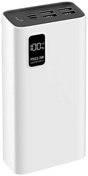 Внешний аккумулятор Pero Li-Pol Оutput USB-C + 4хUSB-A 30000mAh White (PB07WH) 90154792072