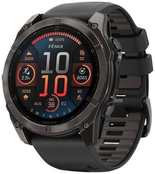 Смарт-часы Garmin Fenix 8 51mm AMOLED Sapphire Carbon DLC Titanium /Pebble Silicone Band (010-02905-21)