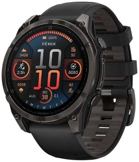 Смарт-часы Garmin Fenix 8 47mm AMOLED Sapphire Carbon DLC Titanium /Pebble Silicone Band (010-02904-21)