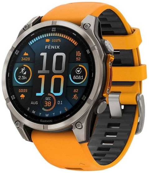 Смарт-часы Garmin Fenix 8 47mm AMOLED Sapphire DLC Titanium Spark /Graphitе Leather (010-02904-11)