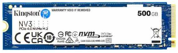 SSD накопитель Kingston NV3 500GB M.2 NVMe PCIe 4.0 x4 3D TLC (SNV3S/500G) 90154796974