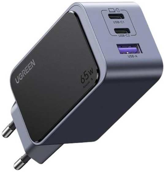 Сетевое зарядное устройство uGreen X553 Nexode S 65W USB-A/2хUSB-C GaN Tech Fast Charger EU Grey (35042) 90154797842