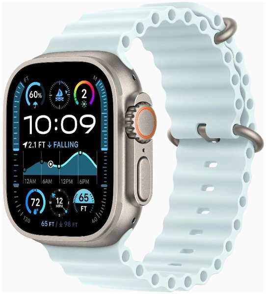 Смарт-часы Apple Watch Ultra 2 49mm Natural Titanium Case with Ice Blue Ocean Band, размер Regular 90154797987