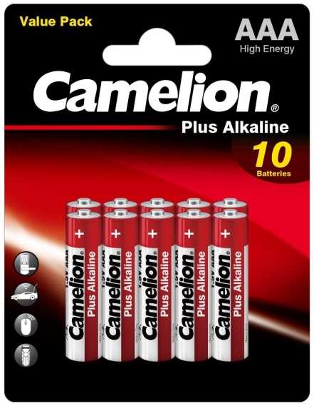 Батарейки Camelion Plus Alkaline AAA (LR03), 10 шт (LR03-BP10)