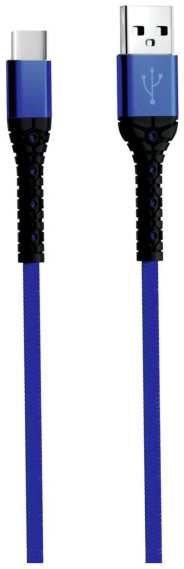 Кабель MOBILITY USB Type-C, 3А, тканевая оплетка, синий (УТ000024538)