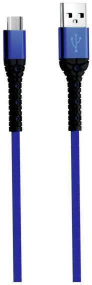 Кабель MOBILITY USB/microUSB, 3А, тканевая оплетка, синий (УТ000024534)