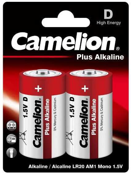 Батарейки Camelion Plus Alkaline BL-2 LR20 (D), 1,5В, 2 шт (LR20-BP2) 90154809789