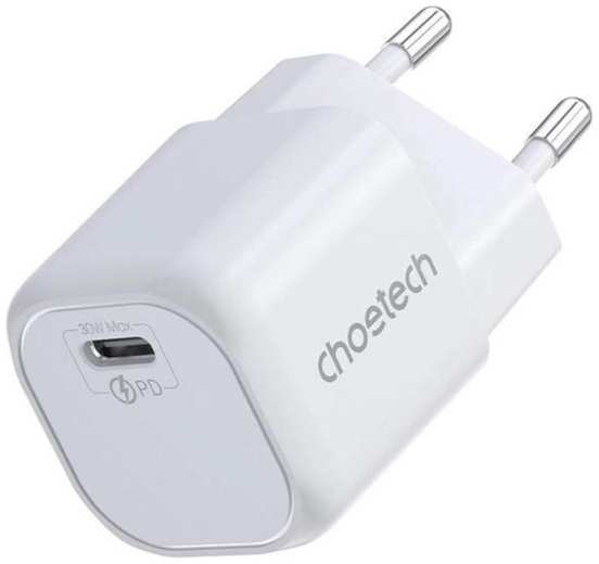 Сетевое зарядное устройство Choetech Travel GaN 30 Вт USB-С PD White (PD5007-EU-WH) 90154817340