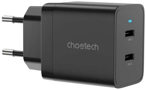 Сетевое зарядное устройство Choetech 40 Вт 2xUSB-C PD/PPS Black (Q5006-EU-BK) 90154817341
