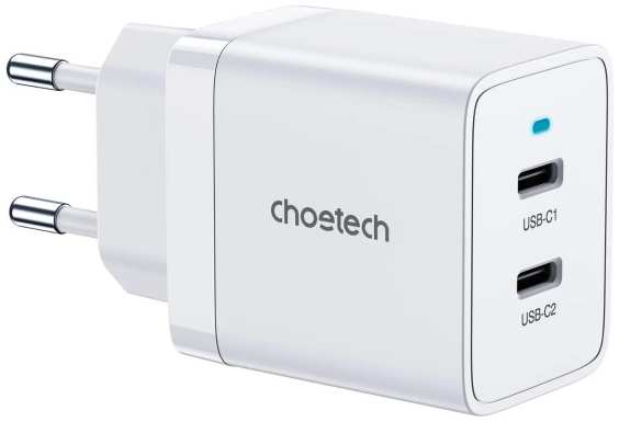 Сетевое зарядное устройство Choetech 40 Вт 2xUSB-C PD/PPS (Q5006-EU-WH)