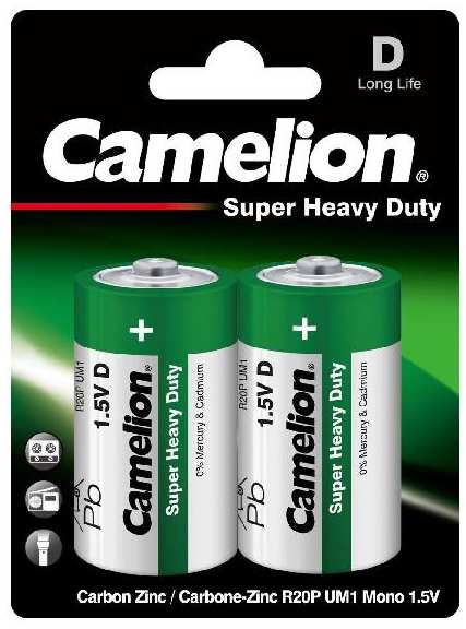 Батарейки Camelion R20 (D), 1,5В, 2 шт (R20P-BP2G) 90154850418
