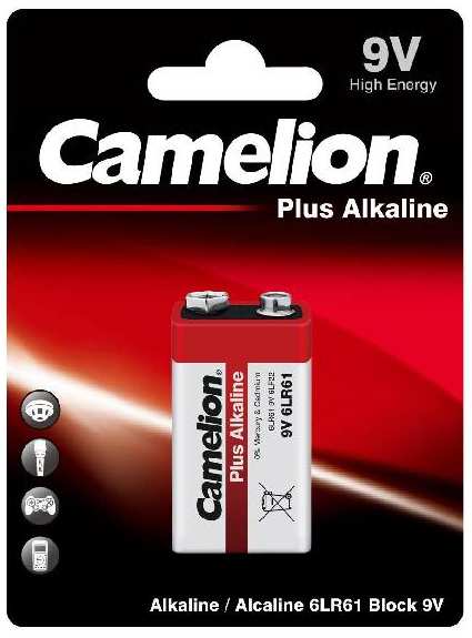 Батарейка Camelion Plus Alkaline 6LR61, 9В (6LR61-BP1)