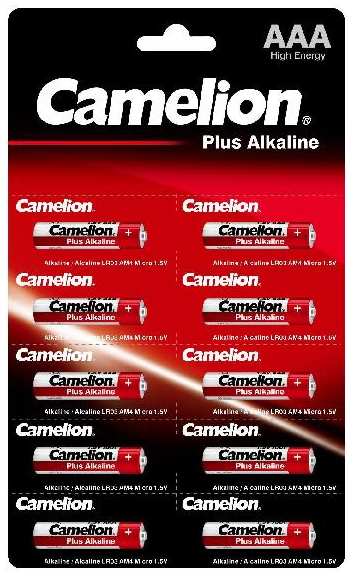 Батарейки Camelion Plus Alkaline LR03 (AAA), отрывные, 1,5В, 10 шт (LR03-BP1x10P)
