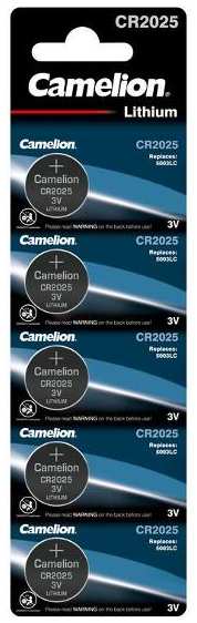 Батарейки Camelion CR2025, 3В, 5 шт (CR2025-BP5) 90154850469