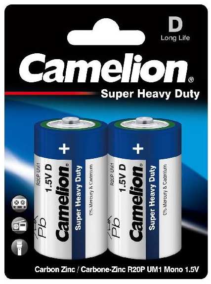 Батарейки Camelion R20 (D) 1,5В, 2 шт Blue (R20P-BP2B) 90154850472